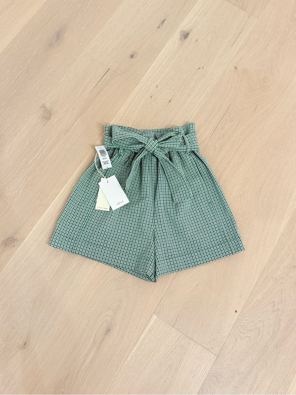 Wilfred Gélas Shorts NWT | Aritzia Green Gingham Paperbag Shorts Size 00
